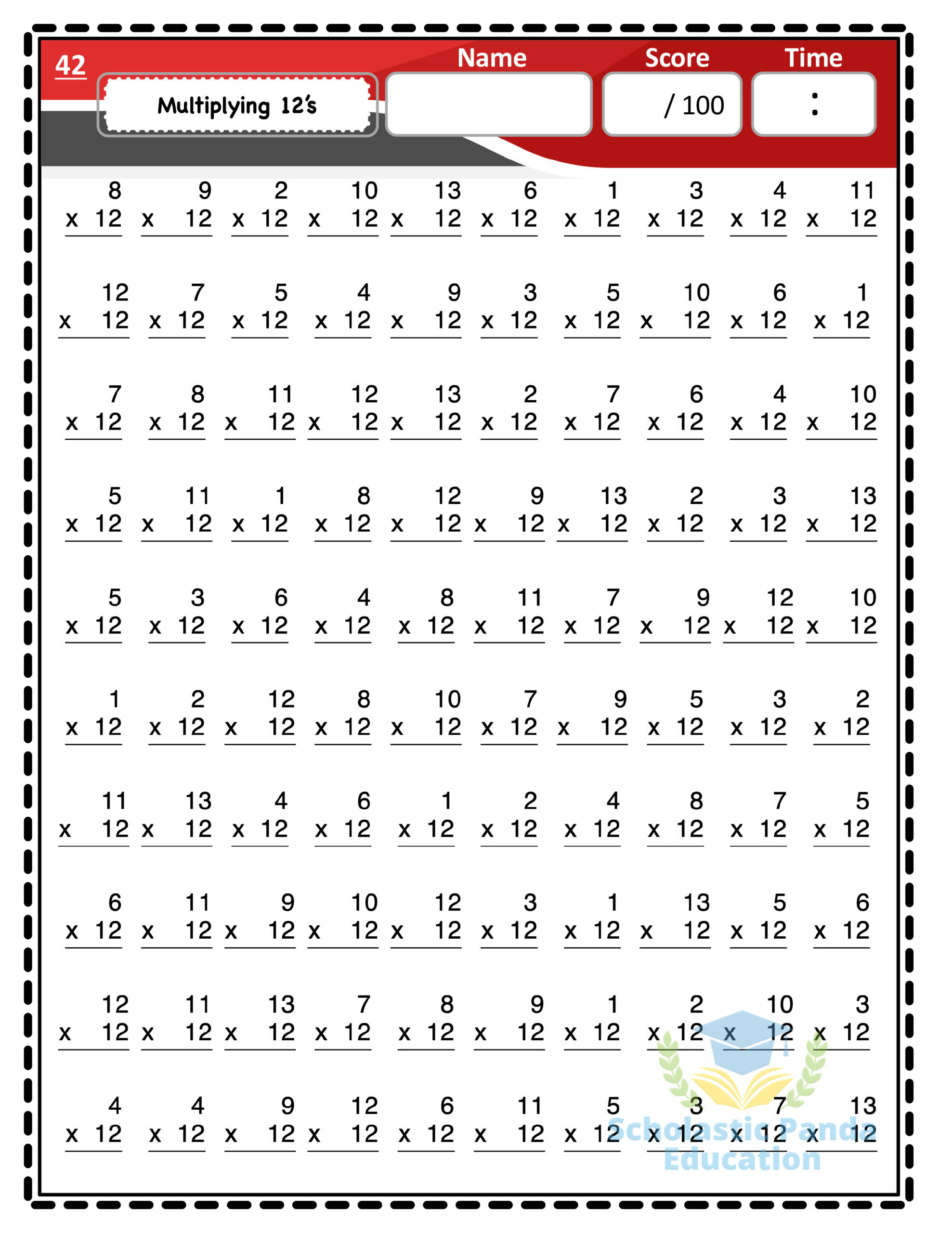 Multiplication Speed Drills: 100 Daily Timed Math Speed Tests